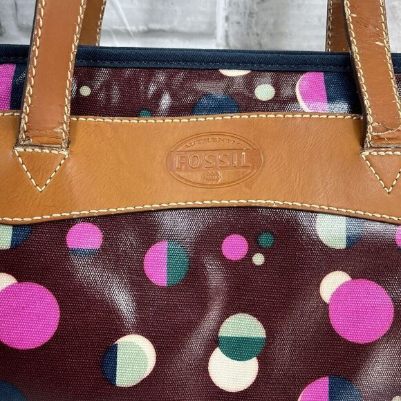 Fossil KeyPer Total Eclipse  Purple Coated  PVC Tote Bag Purse - Picture 2 of 15